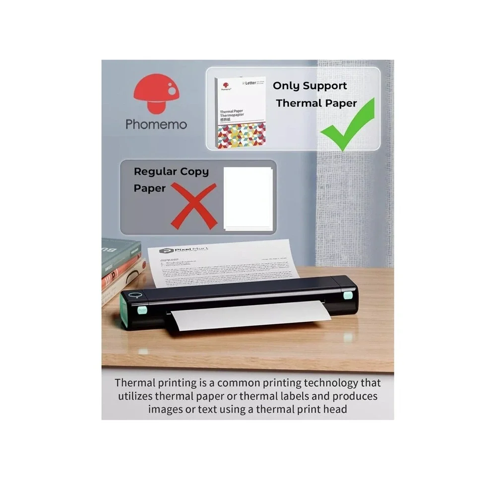 Phomemo M08F Wireless Bluetooth Thermal‎ Printer & Tattoo Stencil, Black & Green